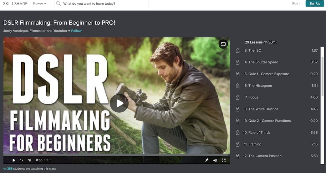 skillshare filmmaking course