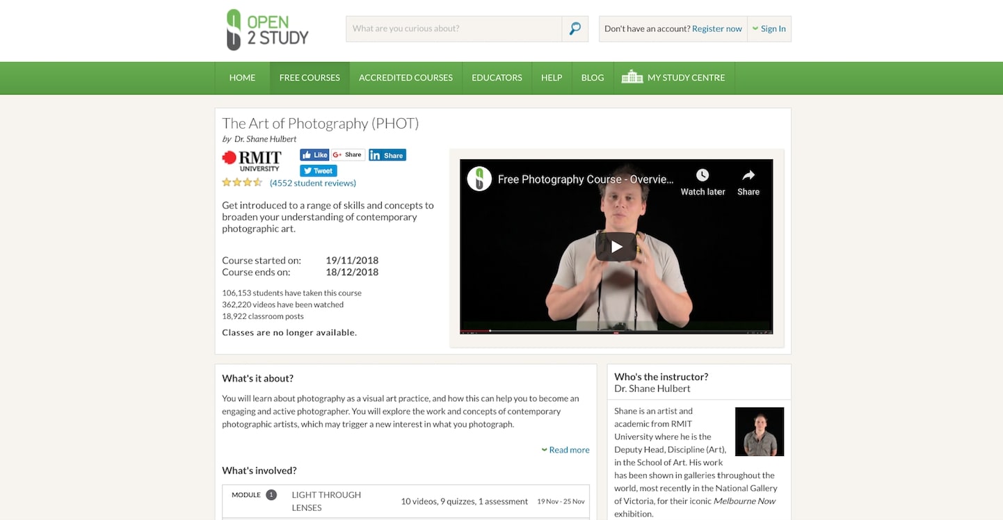 Open2Study – The Art of Photography RMIT free course