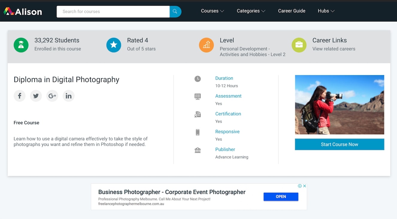 Alison – Diploma in Digital Photography review
