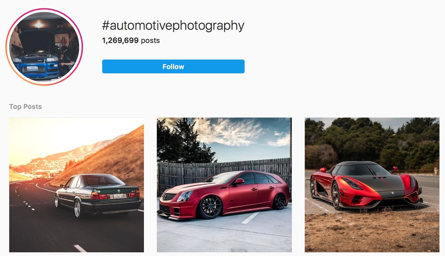 Automotive Photography Hashtags